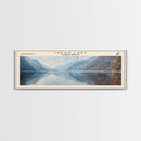 Crater Lake Framed Canvas Print, Lake House Decor, Panoramic Wide Art, Travel Poster, Rustic Lake Painting, Home Decor