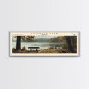 Crescent Lake Framed Canvas Print, Lake House Art, Panoramic Travel Poster, Wall Art, Modern Lake Painting, Home Decor