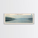 Dore Lake Framed Canvas Print, Lake House Decor, Panoramic Wall Art, Travel Poster, Rustic Lake Painting, Home Decor