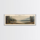 Hebgen Lake Montana Framed Canvas Print, Lake House Art, Panoramic Wall Art, Travel Poster, Beautiful Lake Painting, Home Decor
