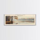 Jordan Lake North Carolina Framed Canvas Print, Lake House Art, Panoramic Travel Poster, Wall Art, Stunning Lake Painting, Home Decor