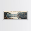 Lake Monomonac Massachusetts Framed Canvas Print, Lake House Decor, Panoramic Wall Art, Travel Poster, Stunning Landscape Painting, Living Room Decor