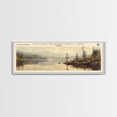 Mooselookmeguntic Lake Maine Framed Canvas Print, Lake House Decor, Panoramic Wall Art, Travel Poster, Landscape Painting, Modern Art