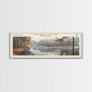 Olney Pond Rhode Island Framed Canvas Print, Lake House Decor, Panoramic Wall Art, Travel Poster, Landscape Painting, Bedroom Decor