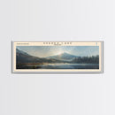 Swiftcurrent Lake Montana Panoramic Wall Art, Framed Canvas Print, Lake House Decor, Travel Poster, Tranquil Landscape, Modern Art, Bedroom Decor