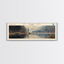 St. Jean Lake Panoramic Framed Canvas Print, Lake House Decor, Wall Art, Travel Poster, Beautiful Lake Scene, Bedroom Decor