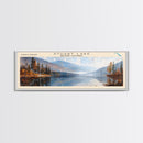 Tazlina Lake Panoramic Wall Art, Framed Canvas Print, Lake House Decor, Travel Poster, Serene Landscape, Living Room Decor, Nature Painting