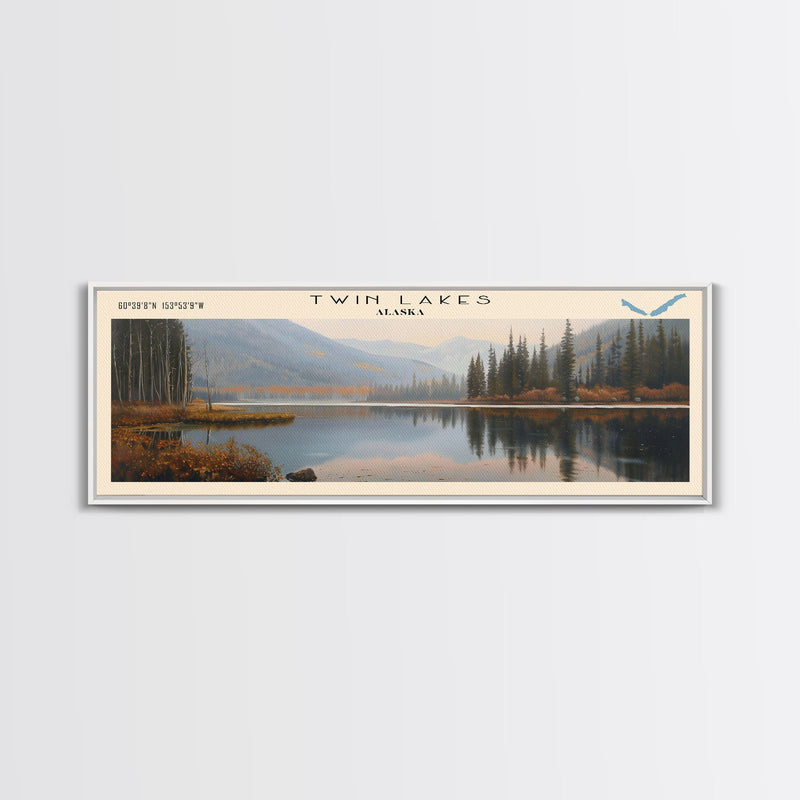 Warden Lake West Virginia Panoramic Wall Art, Framed Canvas Print, Lake House Decor, Travel Poster, Scenic Lake Scene, Living Room Art