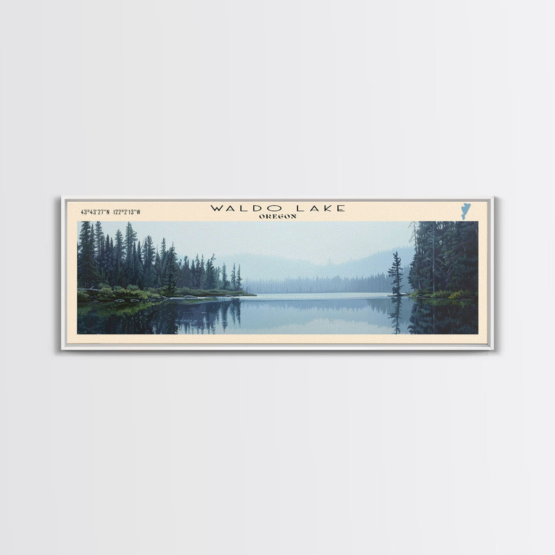 Whitefish Bay Panoramic Wall Art, Framed Canvas Print, Lake House Decor, Travel Poster, Serene Landscape, Home Art