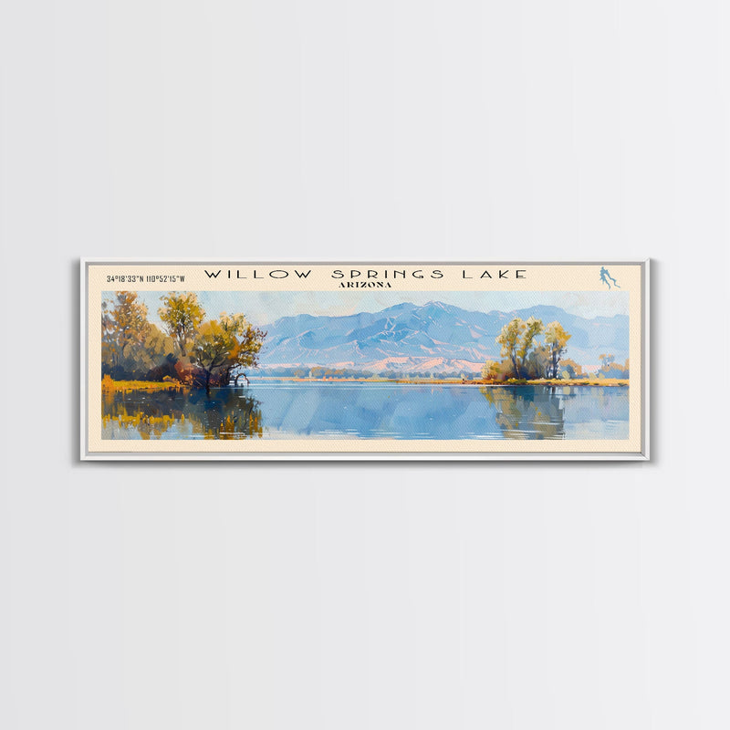 Willow Springs Lake Arizona Panoramic Wall Art, Framed Canvas Print, Lake House Decor, Travel Poster, Beautiful Lake Scene, Living Room Art