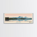 Atlin Lake British Columbia Framed Canvas Print, Panoramic Travel Poster, Midcentury Modern Wall Art, Pop Art, Bedroom Decor