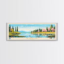 Big Trout Lake Ontario Framed Canvas Print, Panoramic Travel Poster, Midcentury Modern Wall Art, Pop Art, Nature Living Room Art, Lake House Decor