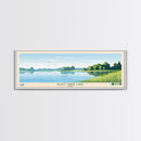 Black Hawk Lake Iowa Framed Canvas Print, Panoramic Travel Poster, Midcentury Modern Wall Art, Pop Art, Nature Bedroom Art, Scenic Lake House Decor