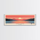 Boysen Reservoir Wyoming Framed Canvas Print, Panoramic Travel Poster, Midcentury Modern Wall Art, Pop Art, Nature Bedroom Decor, Scenic Lake House Art
