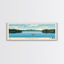 Broken Bow Lake Oklahoma Framed Canvas Print, Pop Art Panoramic Travel Poster, Midcentury Modern, Wall Art, Scenic Nature Painting, Bedroom Decor