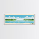 Brookville Lake Indiana Framed Canvas Print, Midcentury Modern Panoramic Wall Art, Living Room Decor, Pop Art, Travel Poster Art, Nature Painting