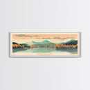 Burnsville Lake West Virginia Framed Canvas Print, Midcentury Modern Panoramic Wall Art, Living Room Decor, Pop Art, Travel Poster Art, Scenic Nature Painting