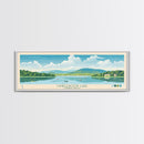 Candlewood Lake Connecticut Framed Canvas Print, Pop Art Panoramic Travel Poster, Midcentury Modern, Wall Art, Scenic Nature Painting, Bedroom Decor