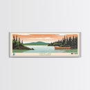 Canoe Lake Saskatchewan Framed Canvas Print, Midcentury Modern Panoramic Wall Art, Living Room Decor, Pop Art, Travel Poster Art, Scenic Nature Painting