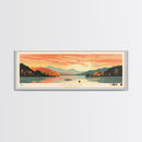 Cave Run Lake Kentucky Framed Canvas Print, Midcentury Modern Panoramic Wall Art, Living Room Decor, Pop Art, Travel Poster Art, Nature Art, Lake House Decor