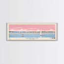 Chautauqua Lake New York Framed Canvas Print, Pop Art Panoramic Travel Poster, Midcentury Modern, Wall Art, Scenic Nature Painting, Bedroom Decor, Living Room Art