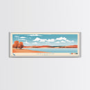 Cheney Reservoir Kansas Framed Canvas Print, Midcentury Modern Panoramic Wall Art, Living Room Decor, Pop Art, Travel Poster Art, Scenic Nature Painting, Lake House Decor