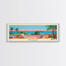 Christine Lake New Hamphire Framed Canvas Print, Pop Art Panoramic Travel Poster, Midcentury Modern, Wall Art, Scenic Nature Painting, Bedroom Decor, Living Room Art