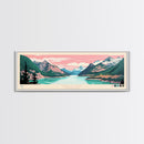 Diablo Lake Washington Framed Canvas Print, Midcentury Modern Panoramic Wall Art, Bedroom Decor, Pop Art, Travel Poster Art, Scenic Nature Painting
