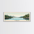 Donner Lake California Framed Canvas Print, Midcentury Modern Panoramic Wall Art, Bedroom Decor, Pop Art, Travel Poster Art, Scenic Nature Painting