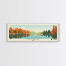 East Fork Lake Ohio Framed Canvas Print, Panoramic Wall Art, Midcentury Modern, Pop Art, Bedroom Decor, Travel Poster, Artistic Lake Painting