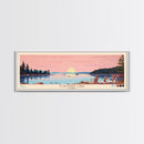 Flagstaff Lake Maine Framed Canvas Print, Panoramic Wall Art, Midcentury Modern, Pop Art, Bedroom Decor, Travel Poster, Artistic Decor, Lake View