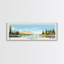 Flathead Lake Montana Framed Canvas Print, Panoramic Wall Art, Midcentury Modern, Pop Art, Bedroom Decor, Travel Poster, Nature Painting, Artistic Decor