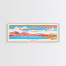 Fort Peck Lake Montana Framed Canvas Print, Panoramic Wall Art, Midcentury Modern, Pop Art, Bedroom Decor, Travel Poster, Nature Art, Artistic Decor