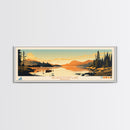 Georgetown Lake Montana Framed Canvas Print, Panoramic Wall Art, Midcentury Modern, Pop Art, Living Room Decor, Travel Poster, Nature Art, Lake House Art