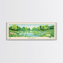 Green Pond New Jersey Framed Canvas Print, Panoramic Wall Art, Midcentury Modern, Pop Art, Living Room Decor, Travel Poster, Nature Art, Home Decor