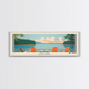 Hyco Lake North Carolina Framed Canvas Print, Panoramic Art, Midcentury Modern, Pop Art, Living Room Wall Art, Travel Poster, Lake House Art
