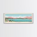 Lake Cachuma California Framed Canvas Print, Panoramic Art, Midcentury Modern, Pop Art, Living Room Wall Art, Travel Poster, Lake House Decor