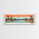 Lake Cleveland Idaho Framed Canvas Print, Panoramic Art, Midcentury Modern, Pop Art, Living Room Wall Art, Travel Poster, Lake House Decor
