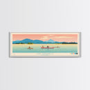 Lake Dardanelle California Framed Canvas Print, Panoramic Art, Midcentury Modern, Pop Art, Living Room Wall Art, Travel Poster, Lake House Decor