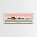 Lake Erie Ohio Pennsylvania Framed Canvas Print, Panoramic Art, Midcentury Modern, Pop Art, Living Room Wall Art, Travel Poster, Lake House Decor