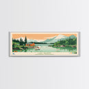 Lake Grandin Northwest Territories Framed Canvas Print, Panoramic Art, Midcentury Modern, Pop Art, Living Room Wall Art, Travel Poster, Lake House Decor