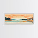Lake Leelanau Michigan Framed Canvas Print, Panoramic Wall Art, Midcentury Modern, Pop Art, Living Room Decor, Travel Poster, Bedroom Art