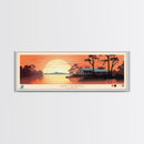 Lake Maurepas Louisiana Framed Canvas Print, Panoramic Wall Art, Midcentury Modern, Pop Art, Bedroom Art, Travel Poster, Lake House Decor