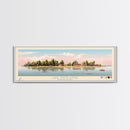 Lake Ontelaunee Pennsylvania Framed Canvas Print, Panoramic Wall Art, Midcentury Modern, Pop Art, Living Room Decor, Travel Poster, Lake House Art
