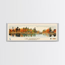 Lake Quannapowitt Massachusetts Framed Canvas Print, Panoramic Wall Art, Midcentury Modern, Pop Art, Bedroom Art, Travel Poster, Lake House Decor