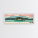 Lake Rabun Georgia Framed Canvas Print, Panoramic Wall Art, Midcentury Modern, Pop Art, Living Room Decor, Travel Poster, Lake House Art
