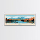 Lake Saint Catherine Vermont Framed Canvas Print, Panoramic Wall Art, Midcentury Modern, Pop Art, Living Room Decor, Travel Poster, Lake House Art