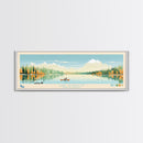 Lake Tewaukon North Dakota Framed Canvas Print, Panoramic Wall Art, Midcentury Modern, Pop Art, Living Room Decor, Travel Poster, Lake House Art