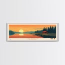 Lake Vermilion, Minneapolis Panoramic Wall Art Framed Canvas Print, Midcentury Modern, Pop Art, Home Decor, Travel Poster, Bedroom Art