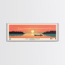 Lake Winnibigoshish, Minnesota Panoramic Wall Art Framed Canvas Print, Midcentury Modern, Pop Art, Home Decor, Travel Poster, Bedroom Art